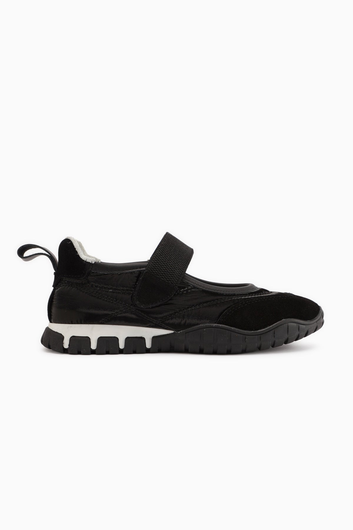 Nora Black Fur-Lined Velcro Sporty Ballet Flat