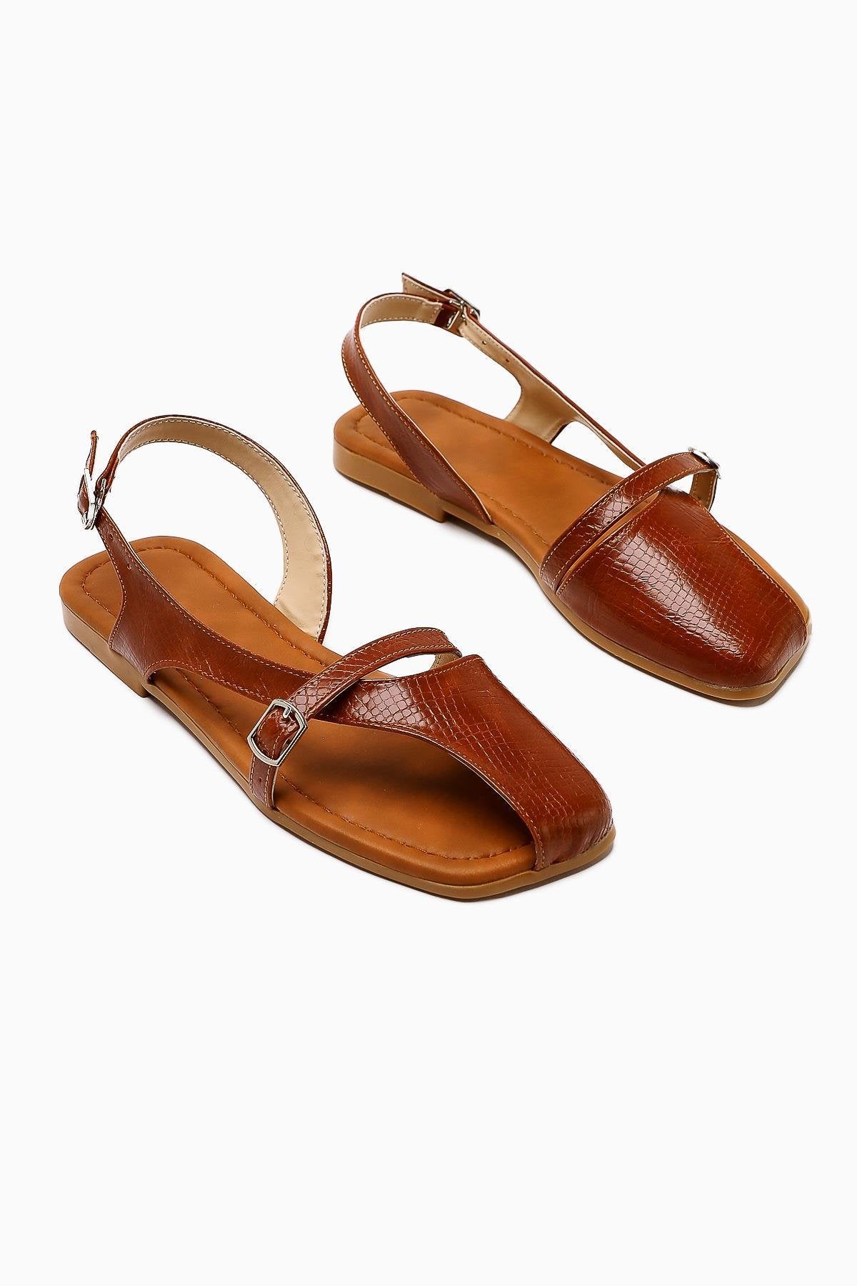 Almina Taba Belt Detailed Women's Sandal