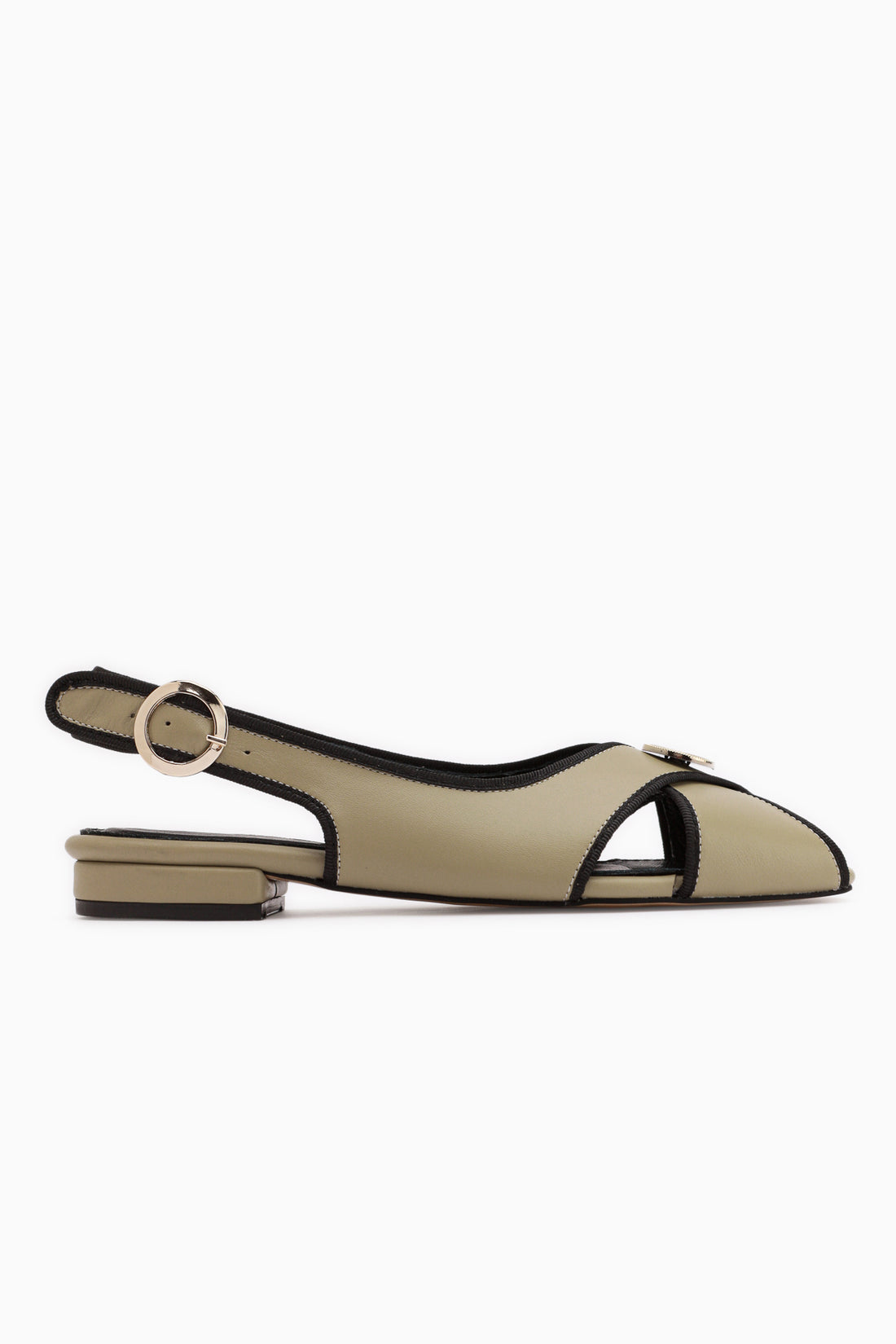 Sarah Genuine Leather Green Cross Strap Short Heeled Women’s Sandal