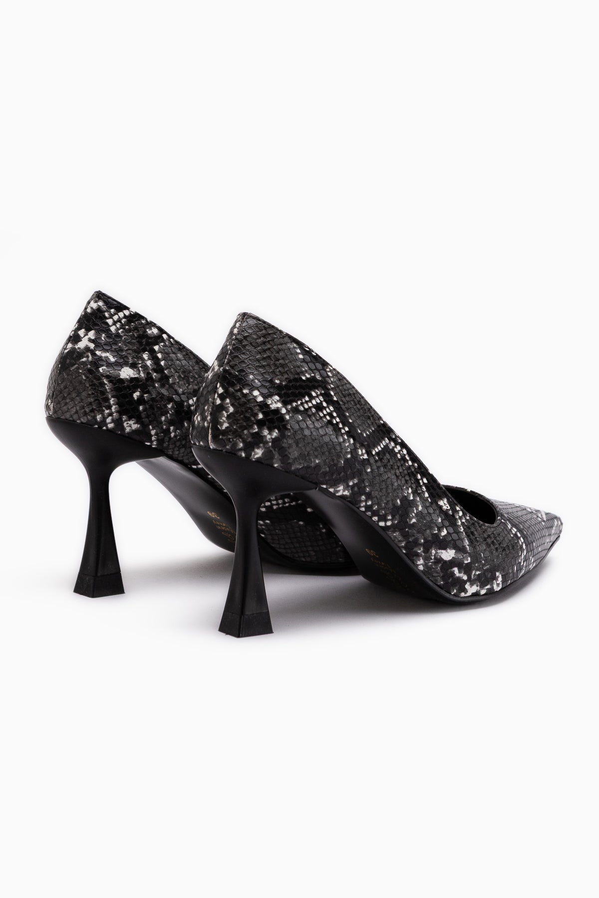 Celestine Black Snake Patterned Sequin Detailed Women’s Stiletto