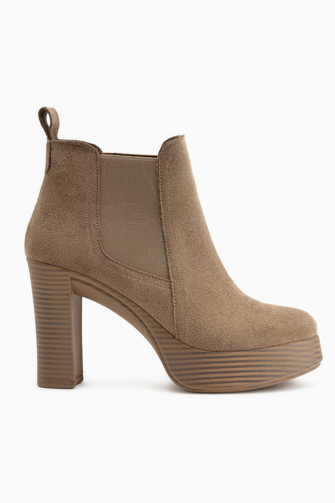 Mersa Beige Suede Platform Heeled Women’s Boots