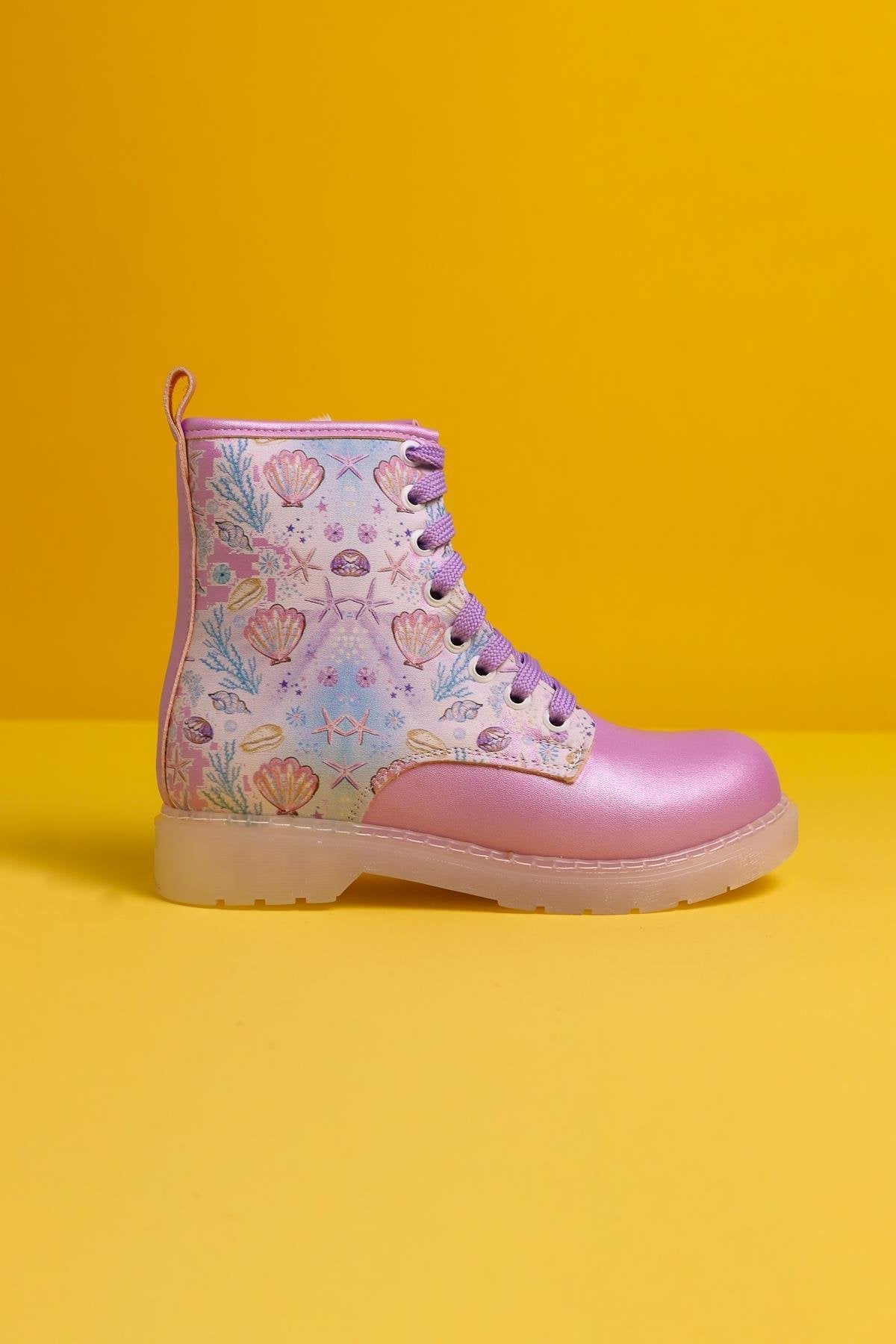 Fideli Purple Sea Life Print Light-Up Lace-Up Kids' Boots