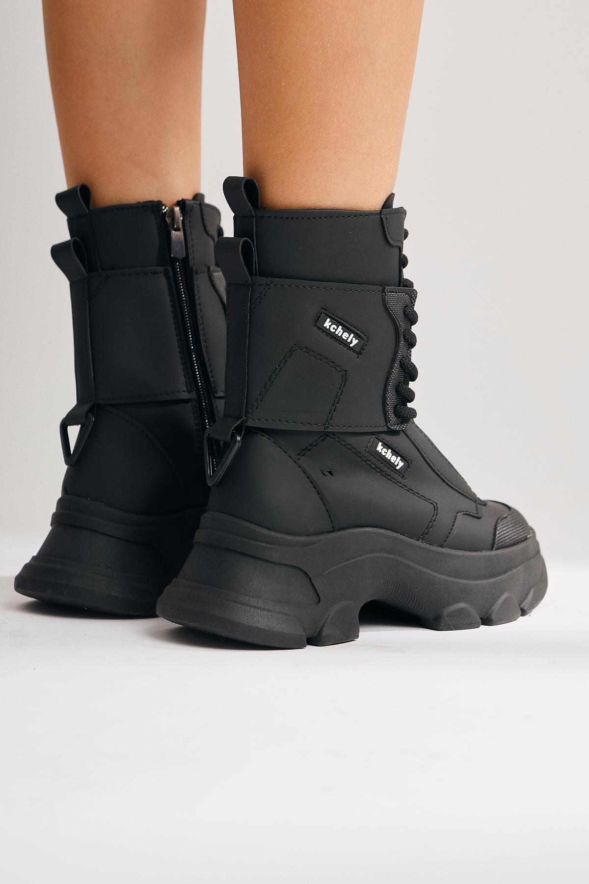 Arline – Black Lace-Up Combat Boot (Women)