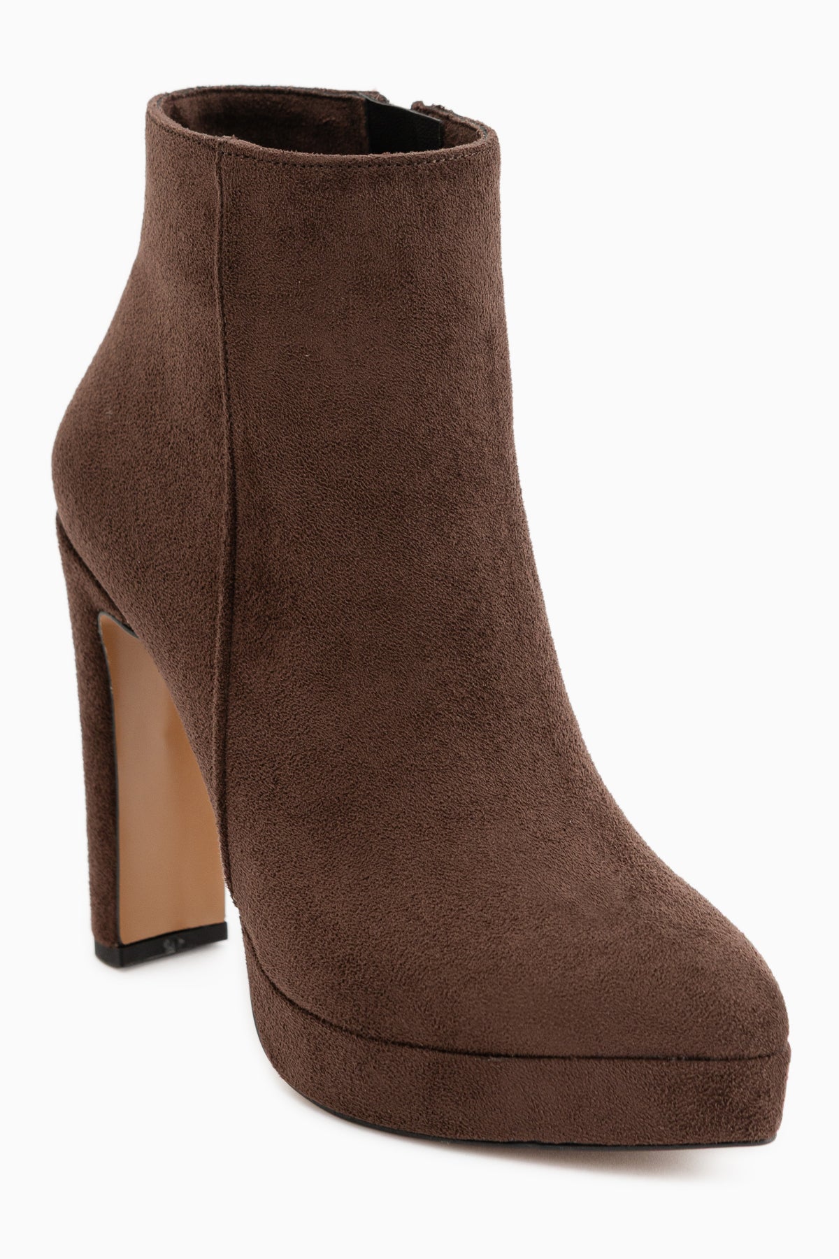 Abbie Brown Suede Pointed Toe High Heeled Zipper Boots