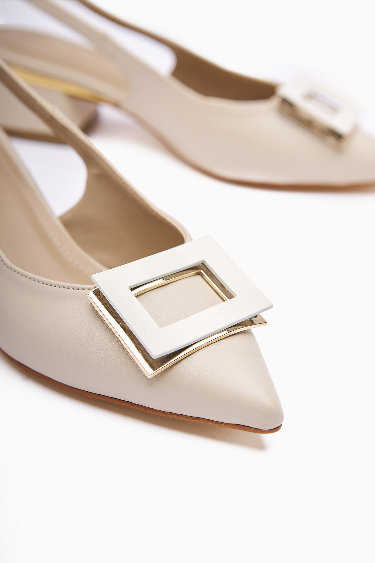 Tiana Beige Buckled Heeled Women’s Shoes