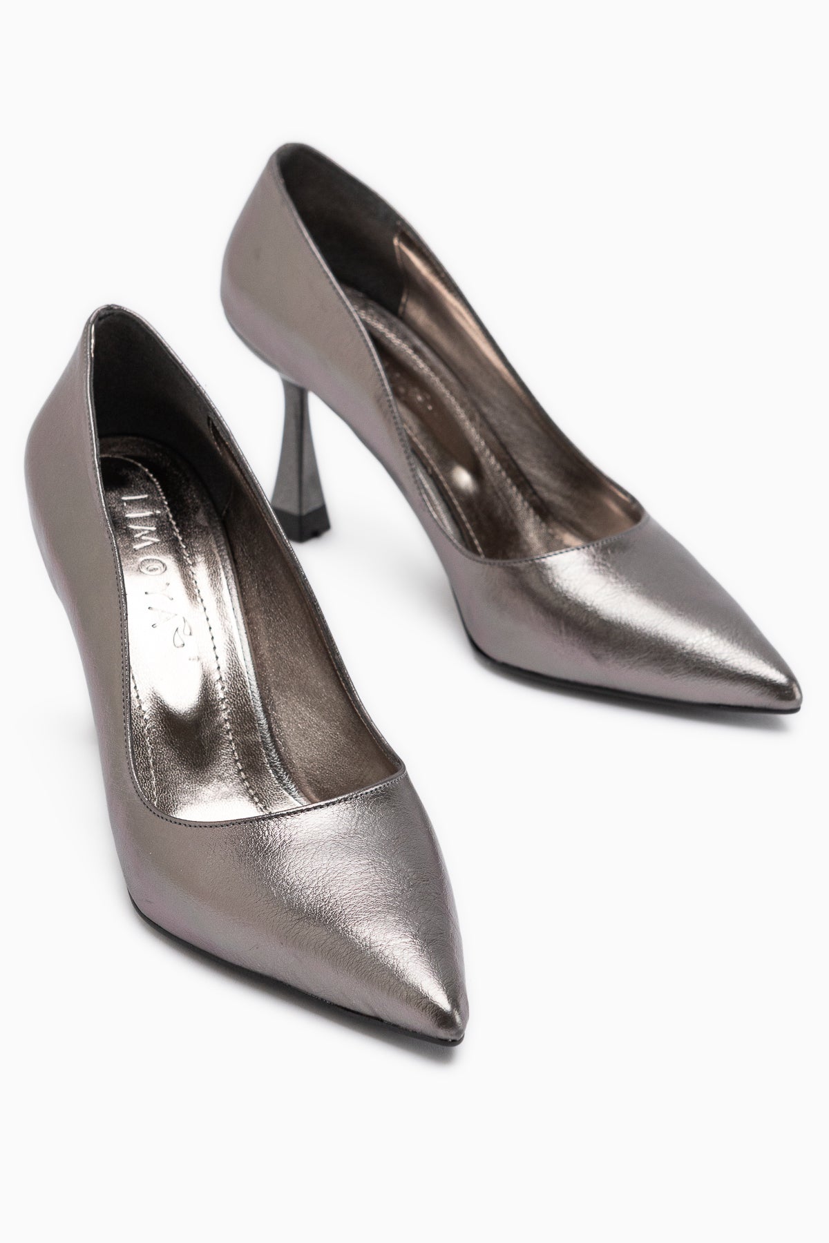 Celestine Platinum Crinkled Shiny Patent Pointed Toe Women’s Stiletto