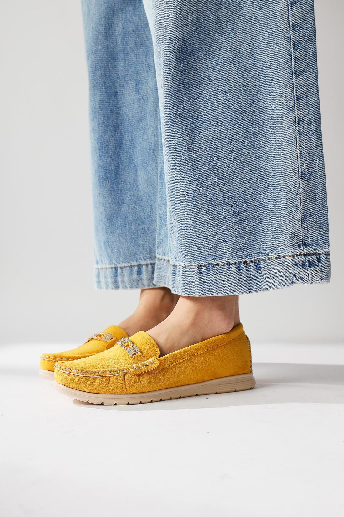 Turi Yellow Suede Buckle Detail Everyday Shoes
