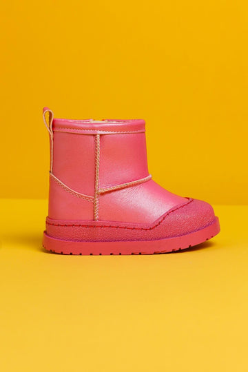 Gilla Fuchsia Reverse Stitch Detail Fur-Lined Baby Boots