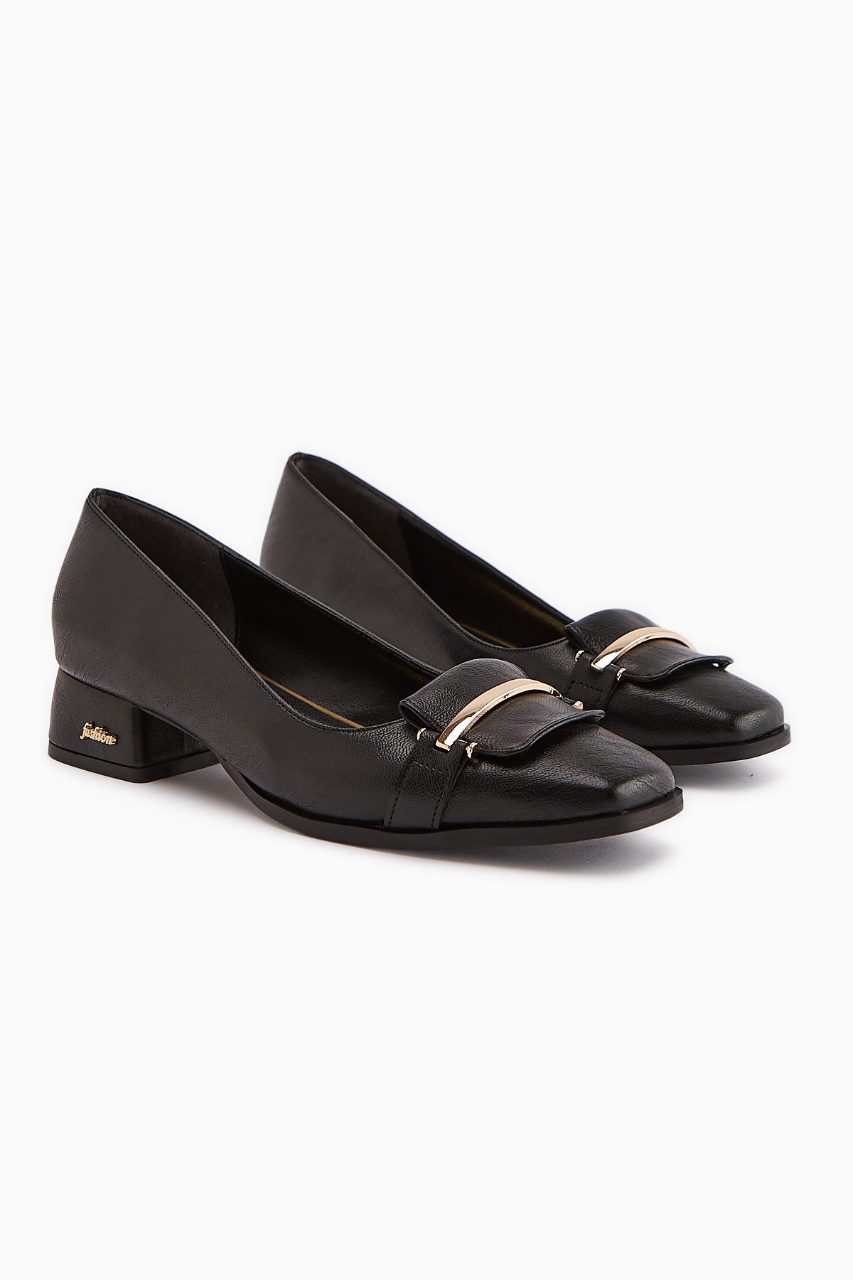 Gresa – Black Buckle-Detail Low-Heeled Shoe (Women)