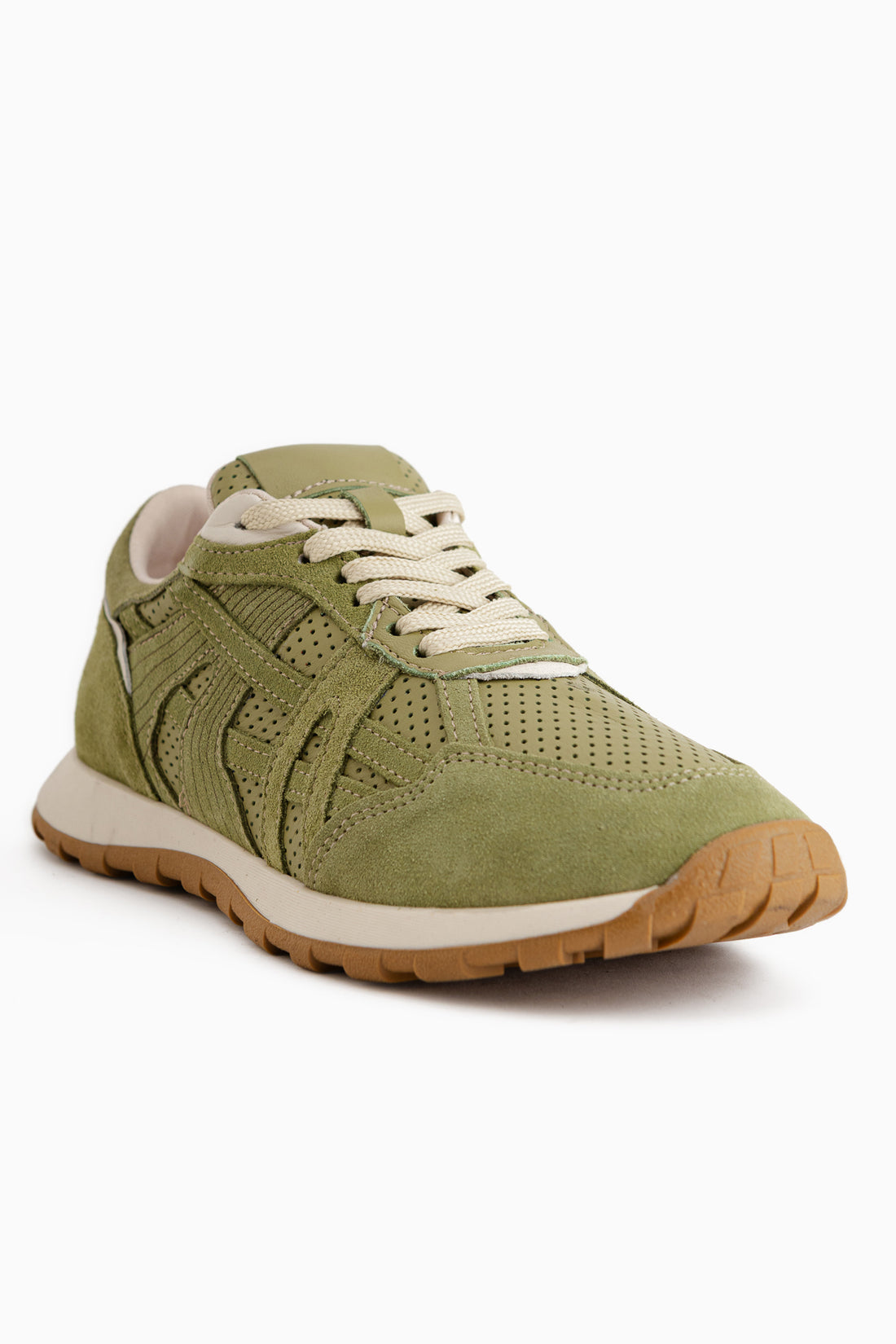 Wendy Genuine Leather Green Suede Mesh Detailed Women’s Sneakers