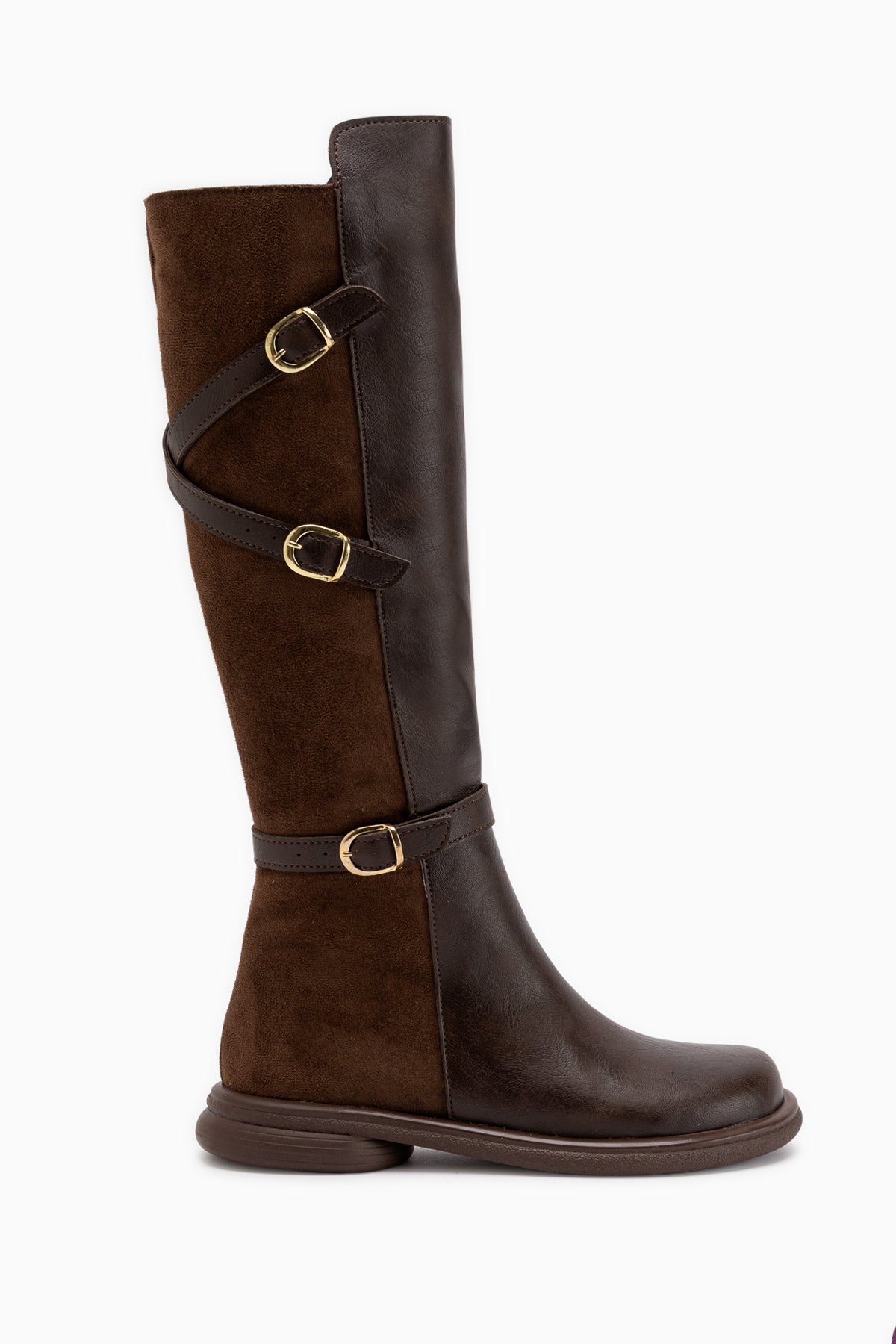 Hilda Brown Suede Belted Women’s Boots