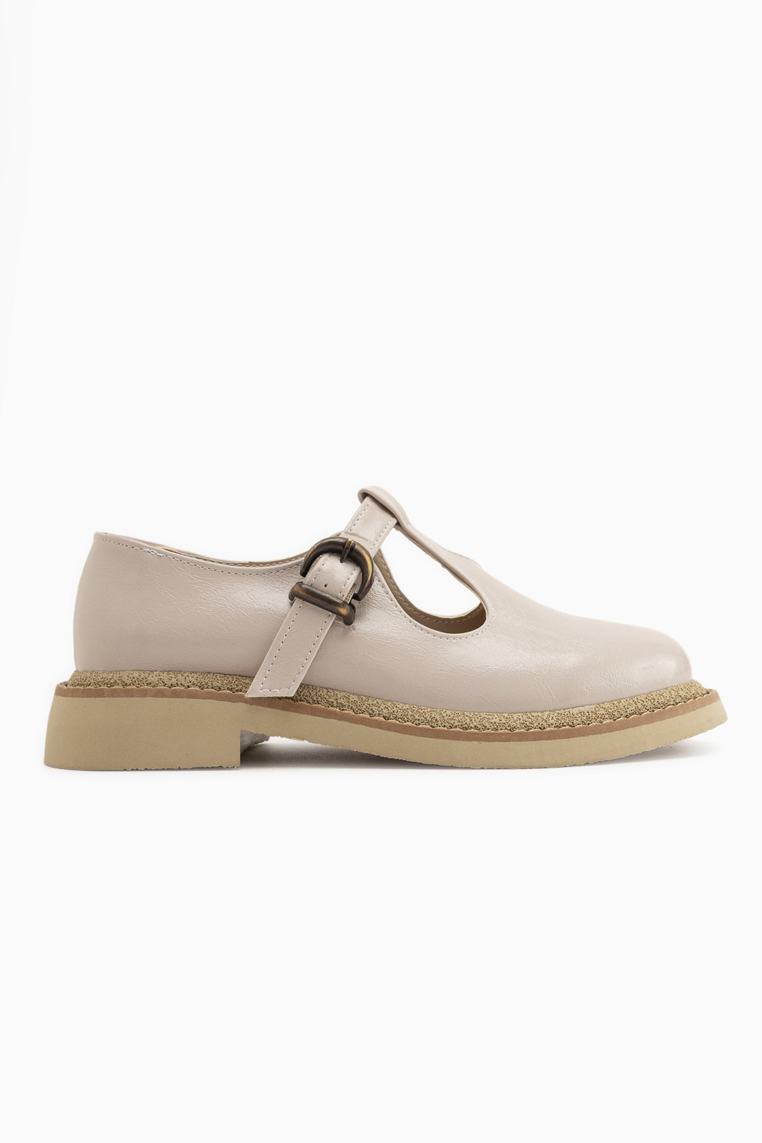 Naila Beige Buckled Strap Women’s Loafer Casual Shoes