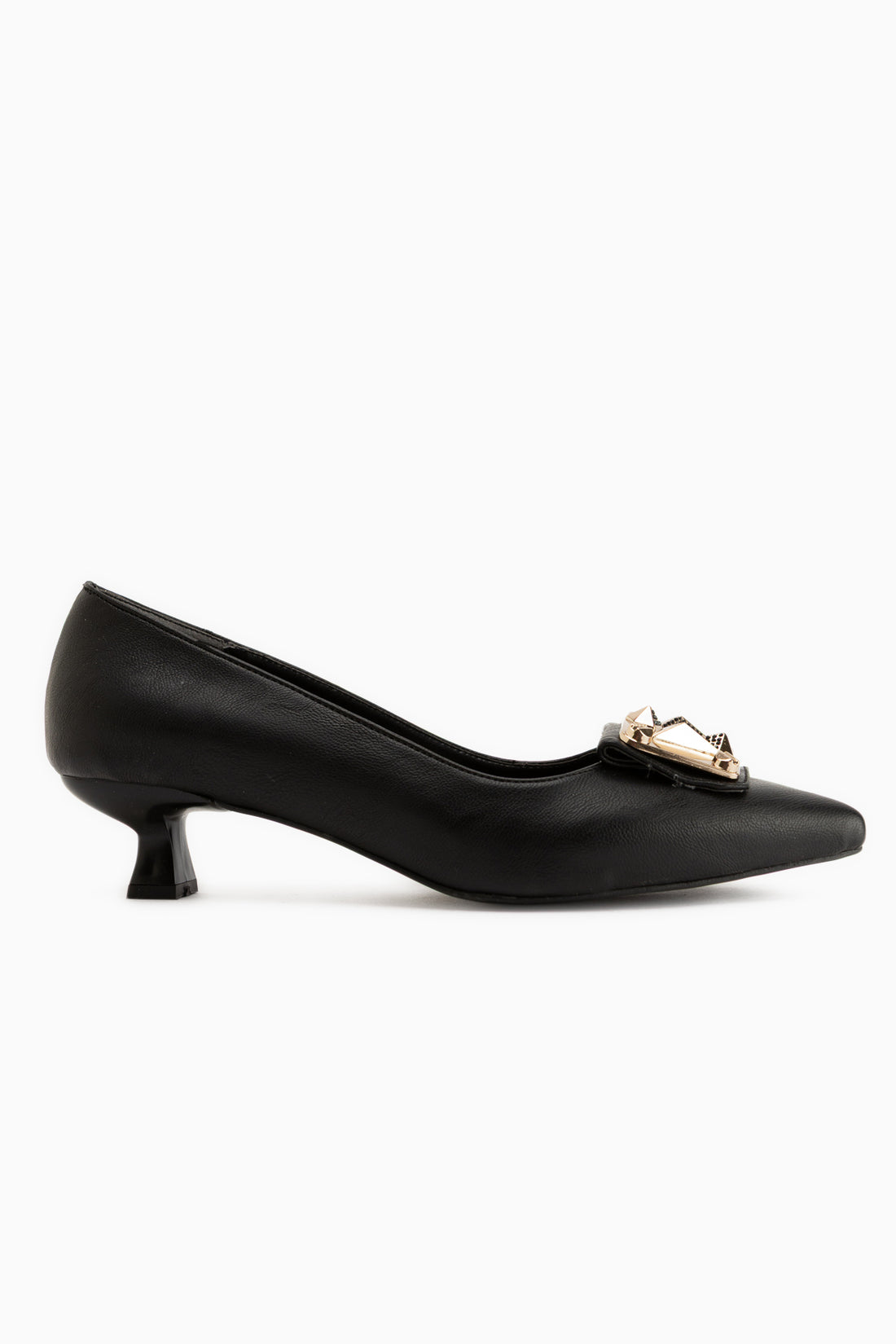 Juliet Black Buckled Short Heeled Women’s Shoes