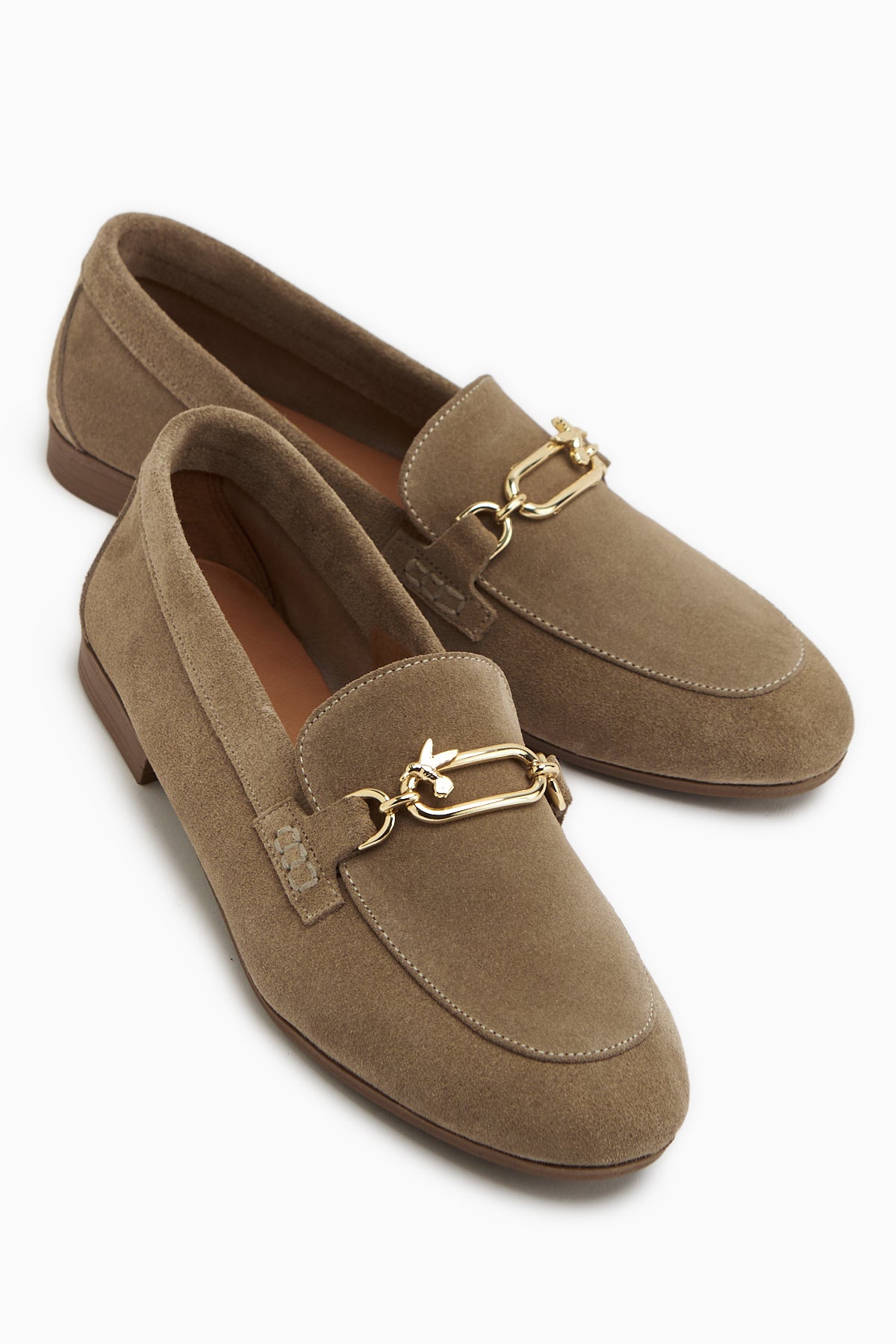 Alessa Genuine Leather Suede Beige Buckled Women’s Loafer Casual Moccasin Shoes