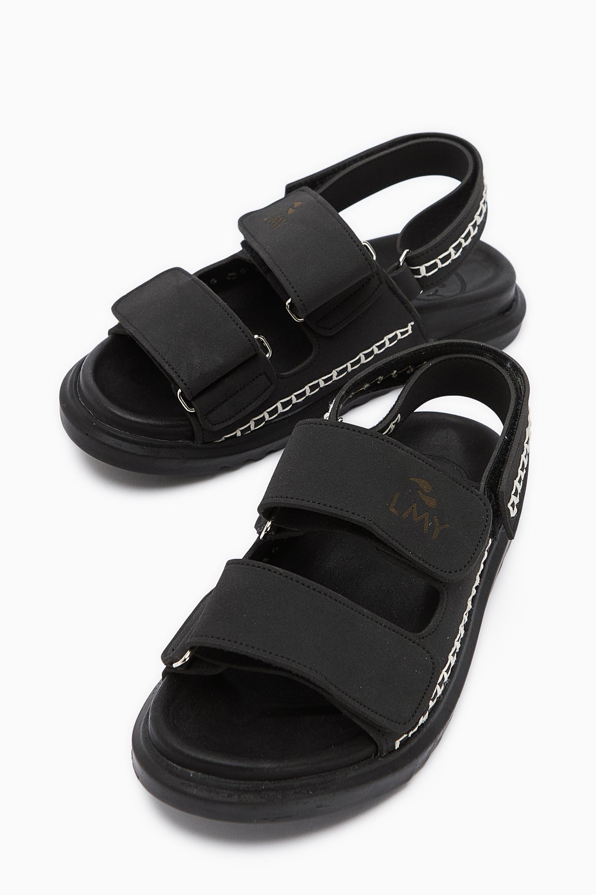 Sanna Black Embroidered Velcro Women’s Sandal