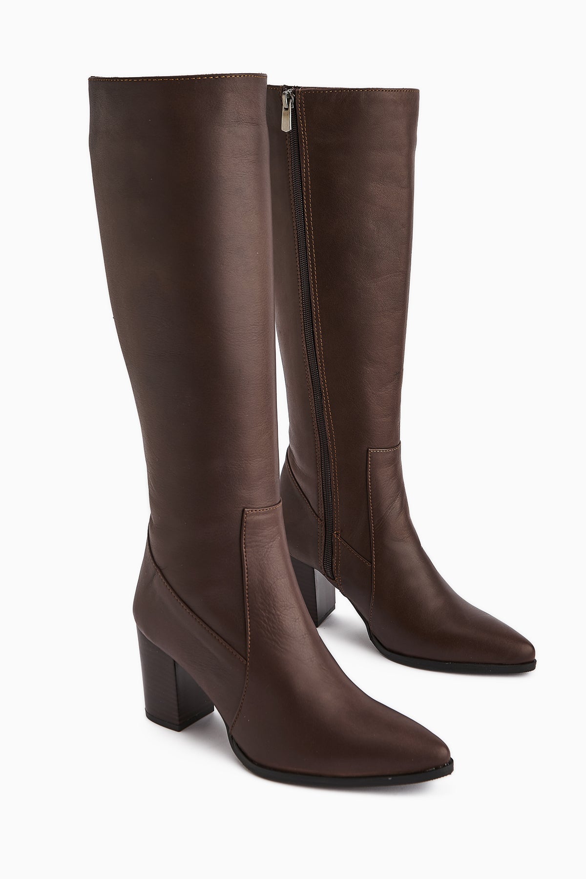 Vilda Genuine Leather Brown Pointed Toe Women's Boot