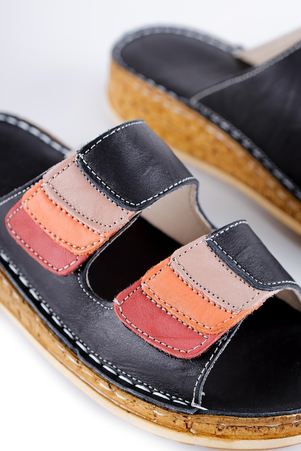 Kassid Genuine Leather Black Comfort Slippers