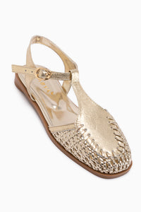 Clea Genuine Leather Gold Closed Toe Women’s Sandal