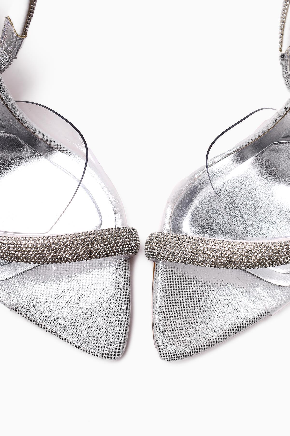 Agata Silver Pointed Toe Asymmetric Embellished Rope Women's Dress Shoe