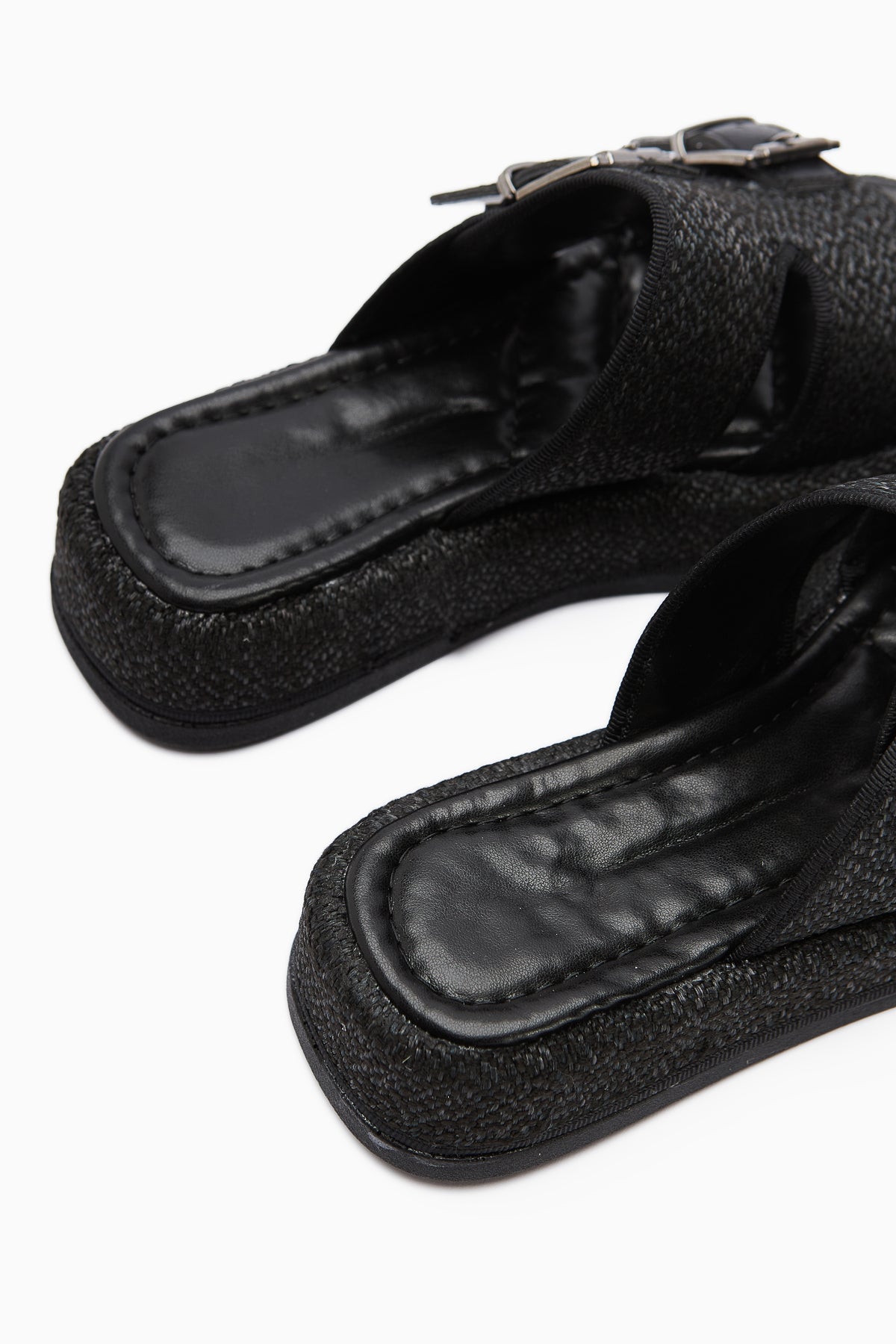 Madina – Black Double-Strap Belted Slide (Women)