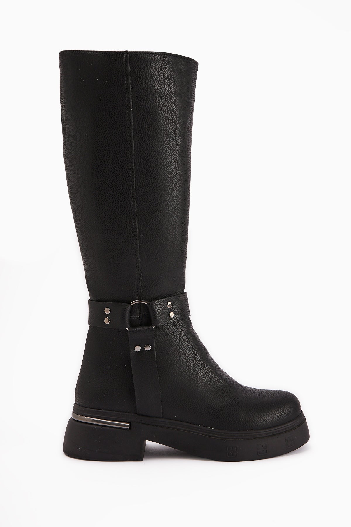 Lani Black Buckle and Stud Detailed Women’s Boots