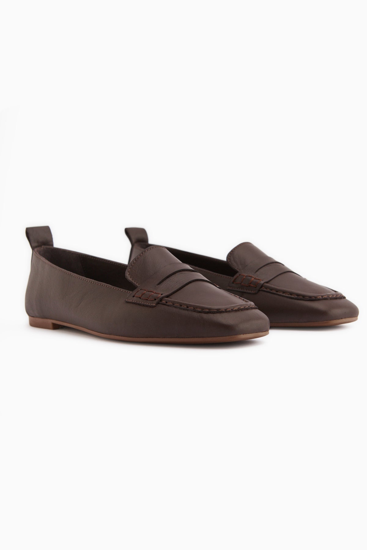 Genuine Leather Novin Brown Square Toe Women’s Ballet Flats