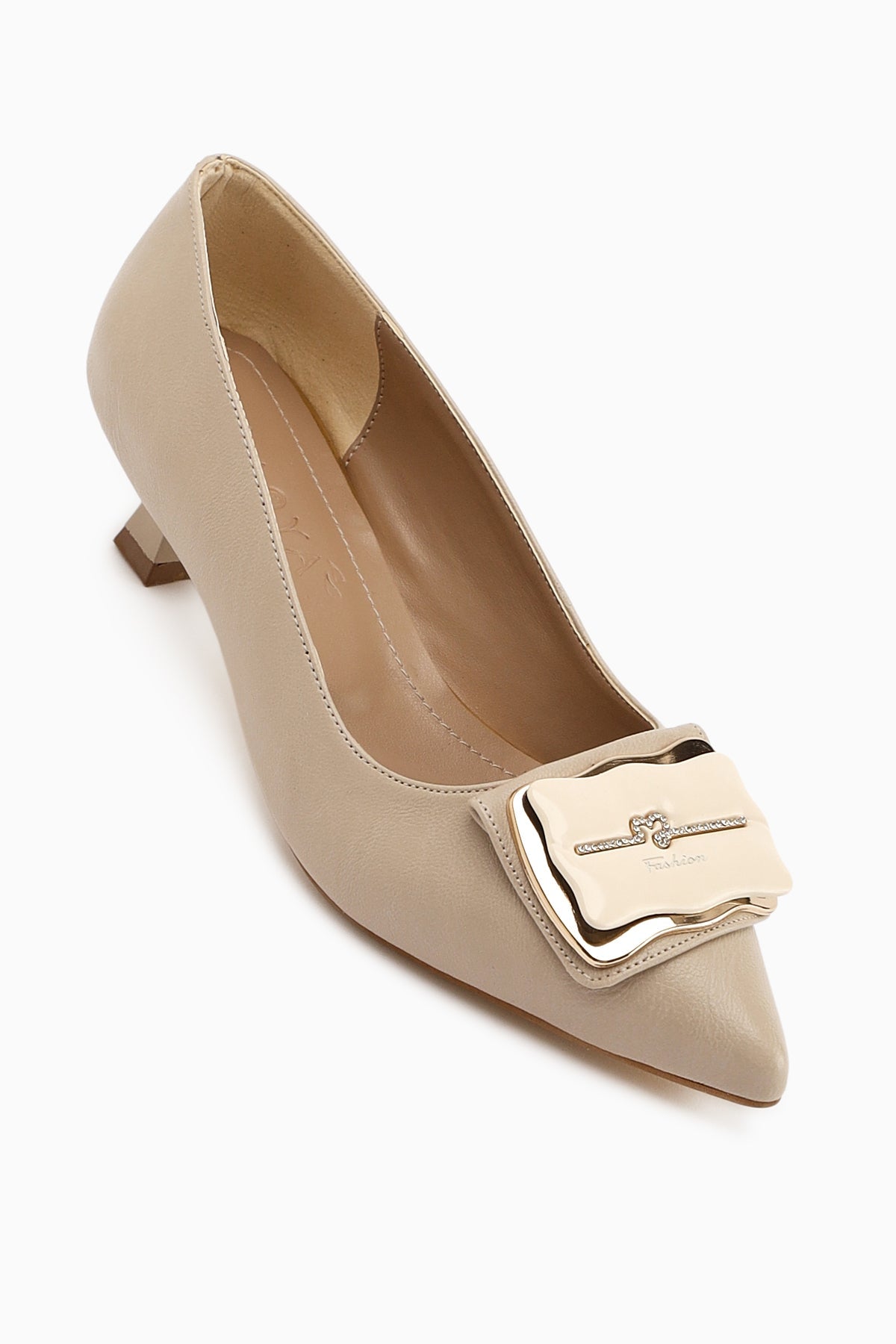 Judita – Beige Buckle-Detail Heeled Shoe (Women)