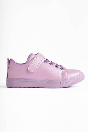 Eve Lilac Lace-Up with Velcro Detail Kids' Athletic Shoes