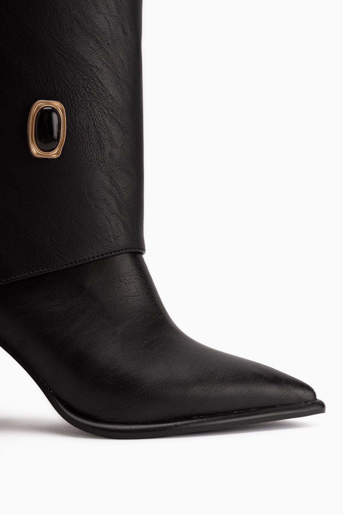 Loretta Black Removable Cuff 2-in-1 Heeled Women’s Boots & Ankle Boots
