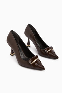 Saja Women's Coffee Buckled High Heel Shoe