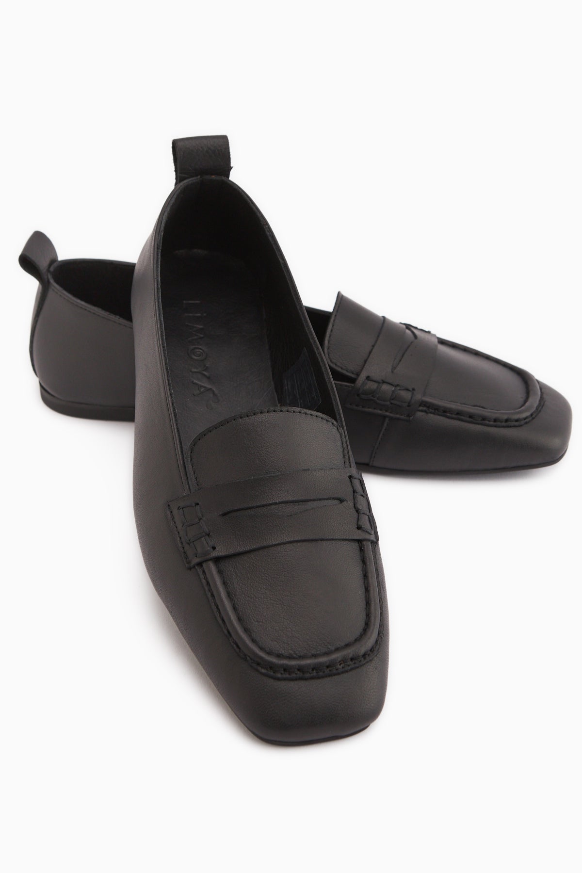 Genuine Leather Black Square-Toed Women’s Ballet Flats