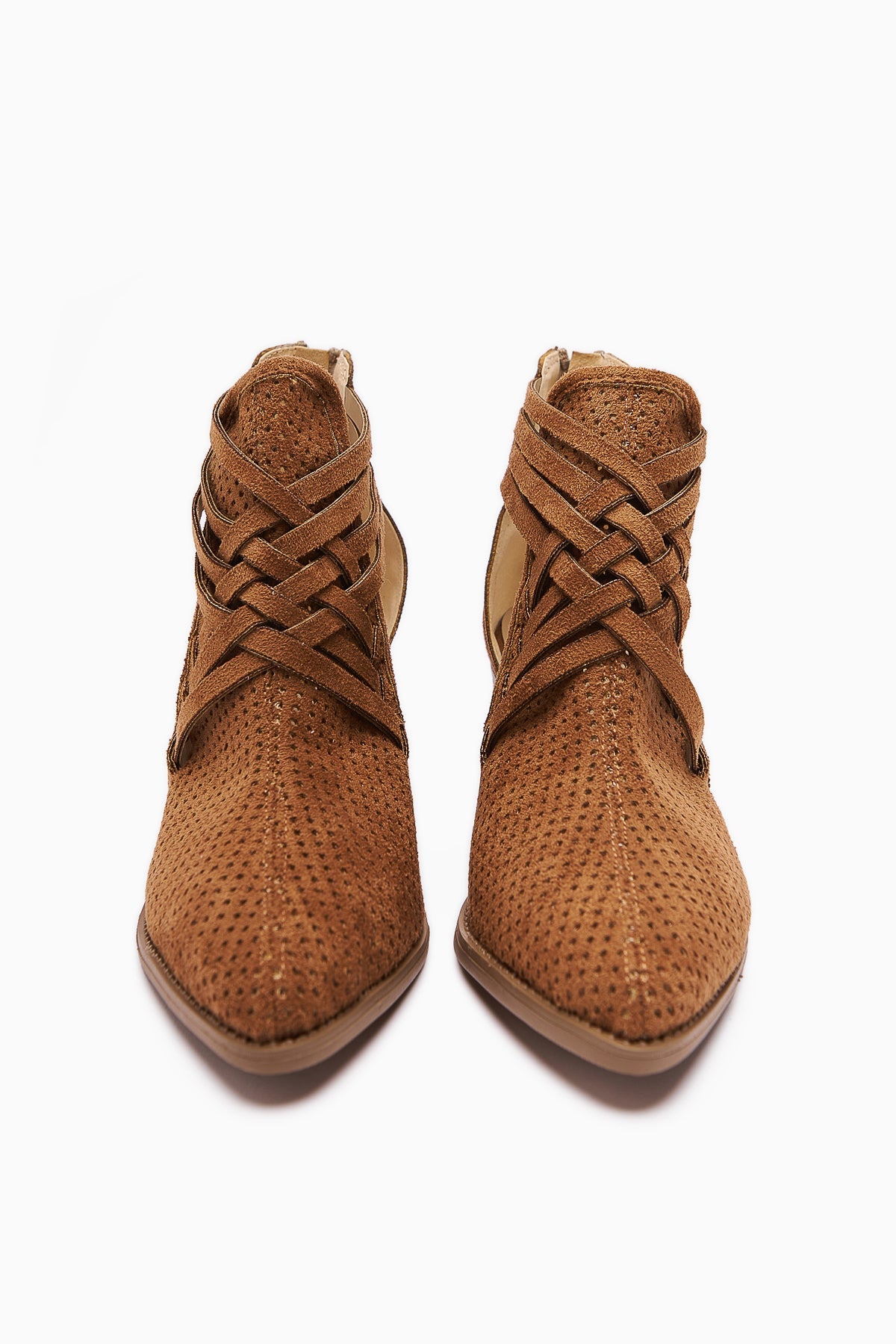 Kimia – Cognac Suede Zippered Block Heel Western Summer Boot (Women)