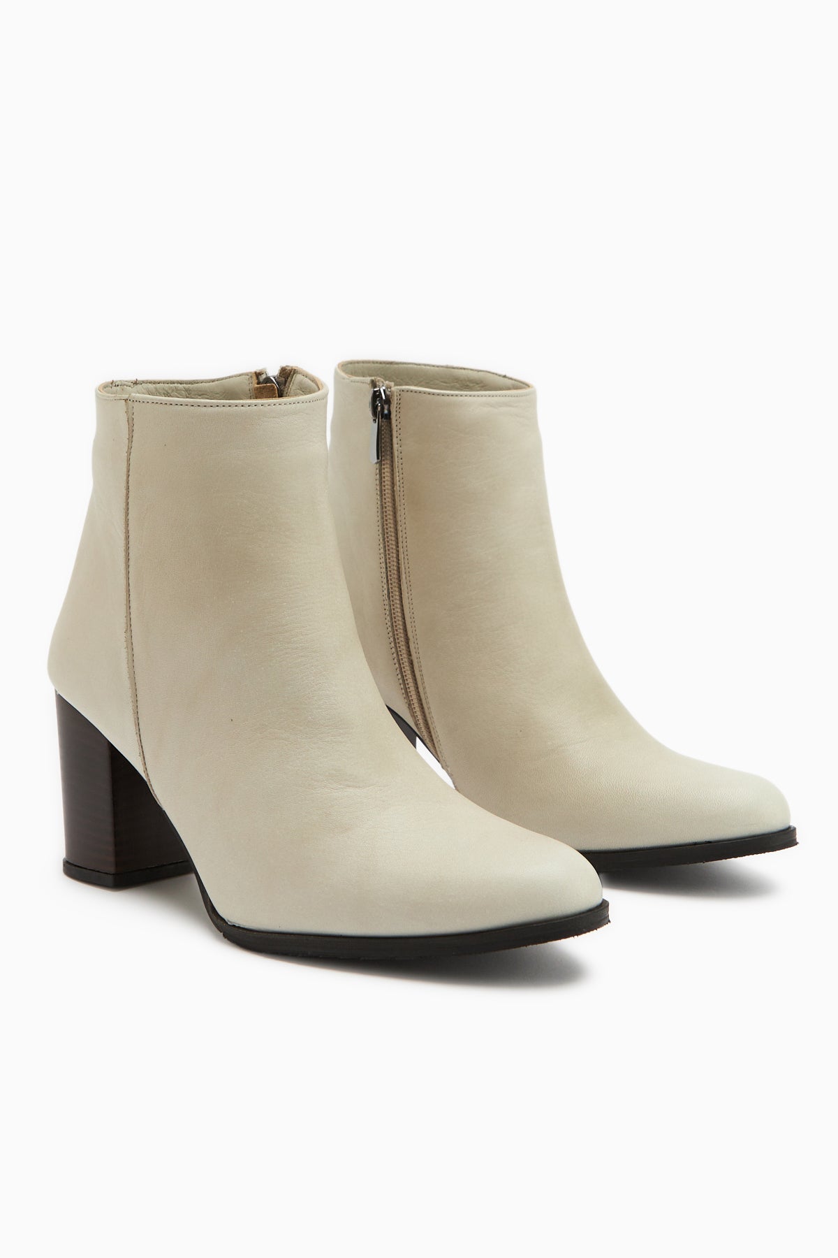 Teres – Genuine Leather Beige Heeled Boot (Women)