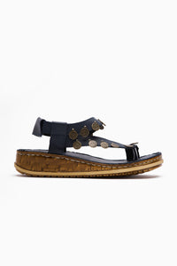Genuine Leather Lilah Navy Antique Detailed Women’s Sandal