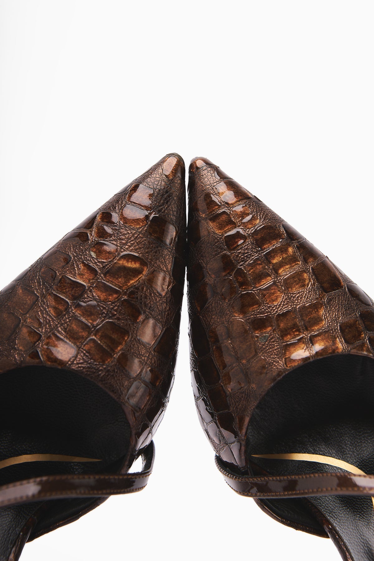Sarah – Genuine Leather Brown Croc-Embossed Pointed-Toe Heeled Shoe (Women)