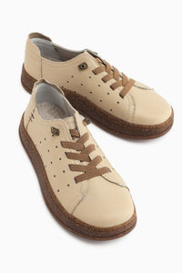Judi Genuine Leather Beige Comfortable Sole Women’s Sneakers