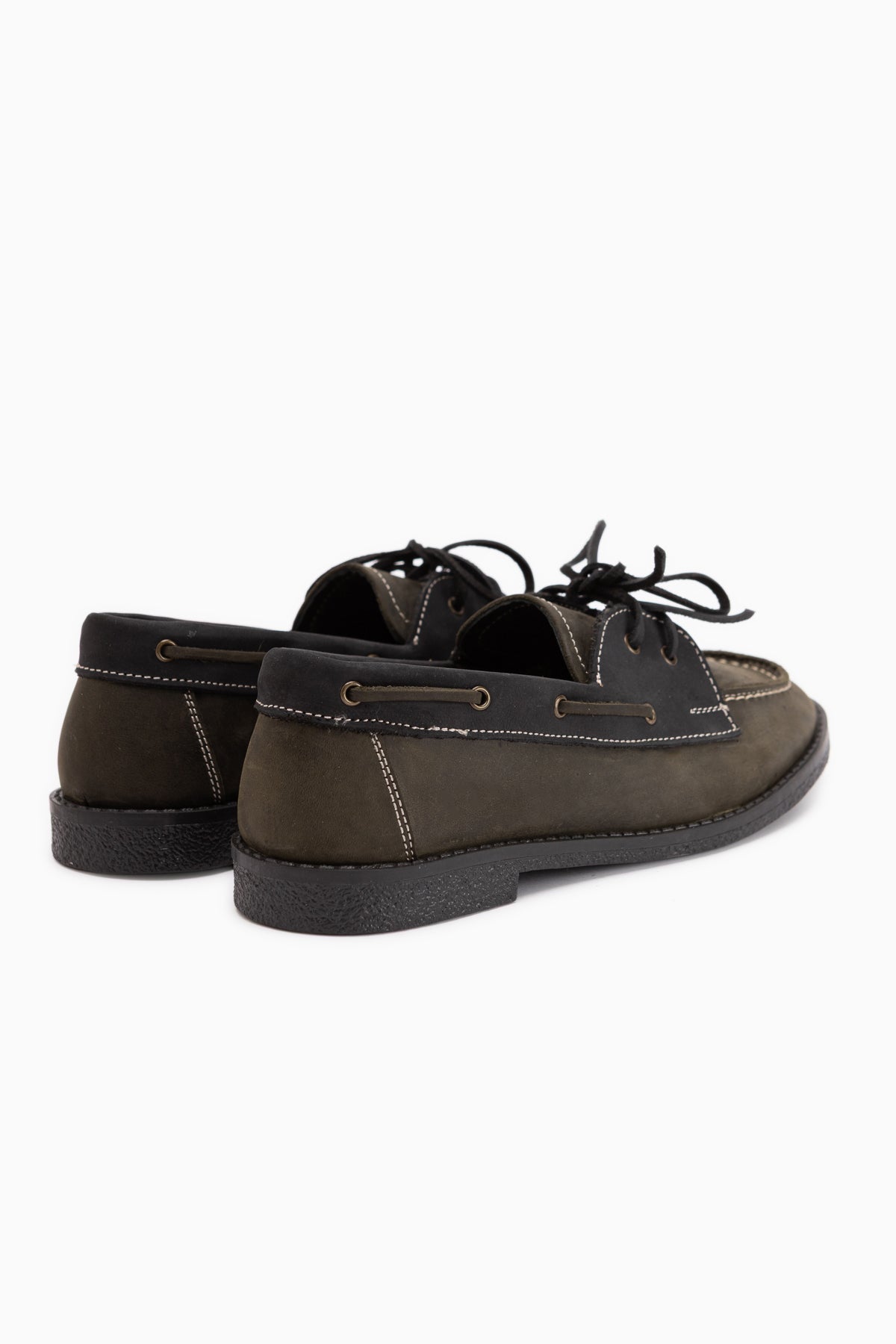 Janica Genuine Leather Khaki Lace-Up Women’s Moccasin Shoes