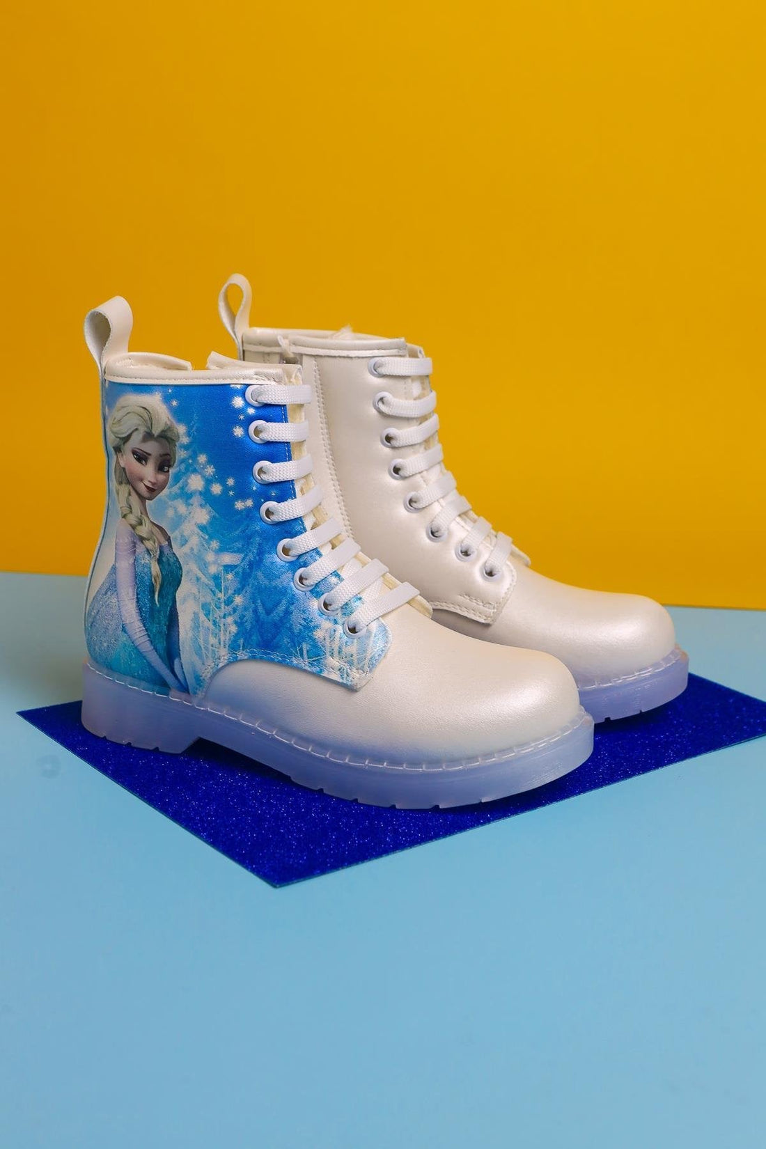 Fida Mother of Pearl Cartoon Character Print Light-Up Lace-Up Kids' Boots