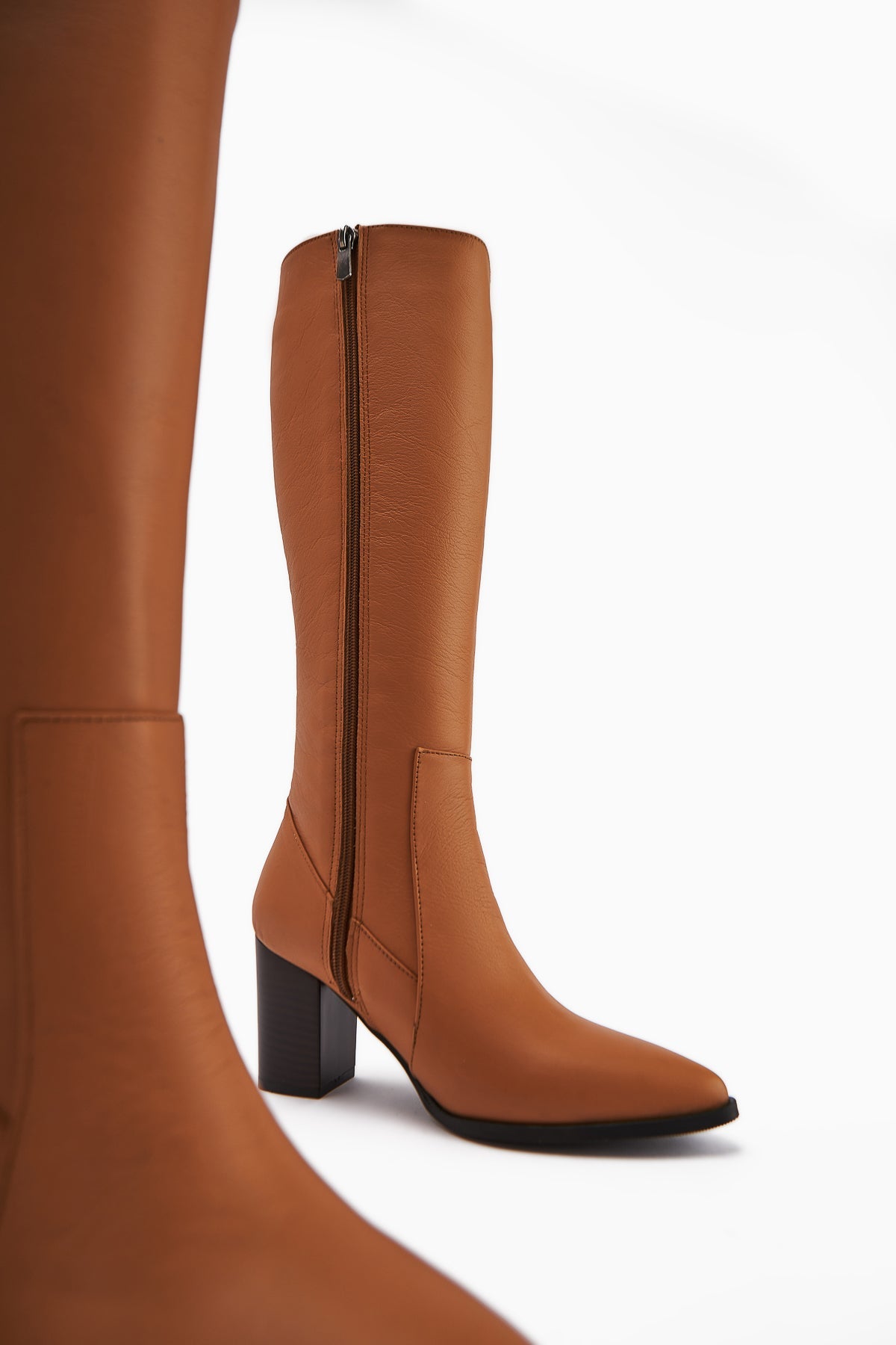 Vilda Genuine Leather Taba Pointed Toe Women's Boot