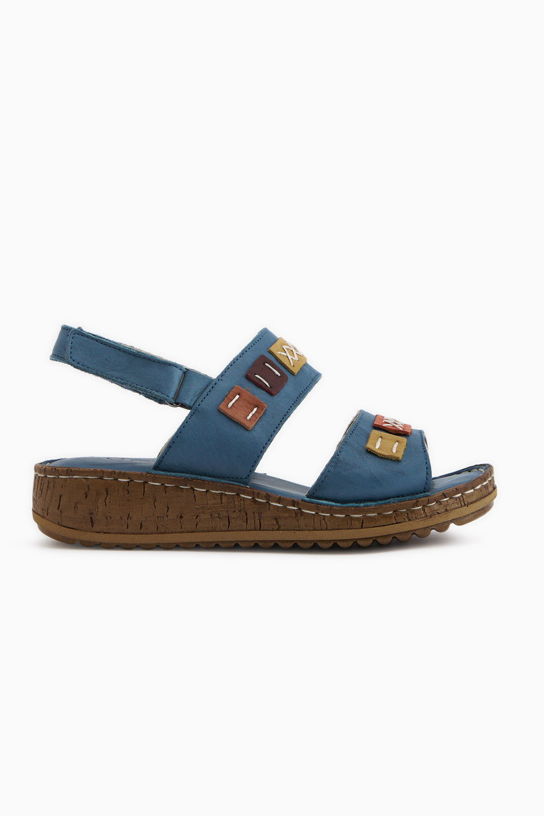 Loreta Genuine Leather Blue Double Strap Women’s Sandal