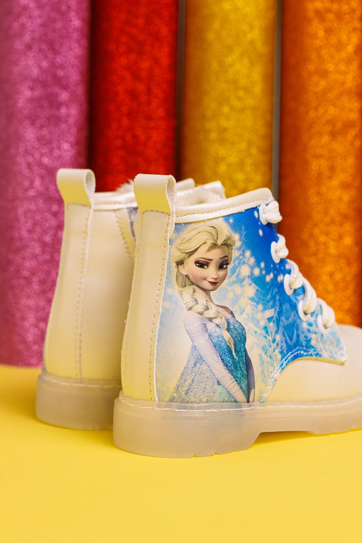 Evan Mother of Pearl Cartoon Character Print Light-Up Lace-Up Baby Boots