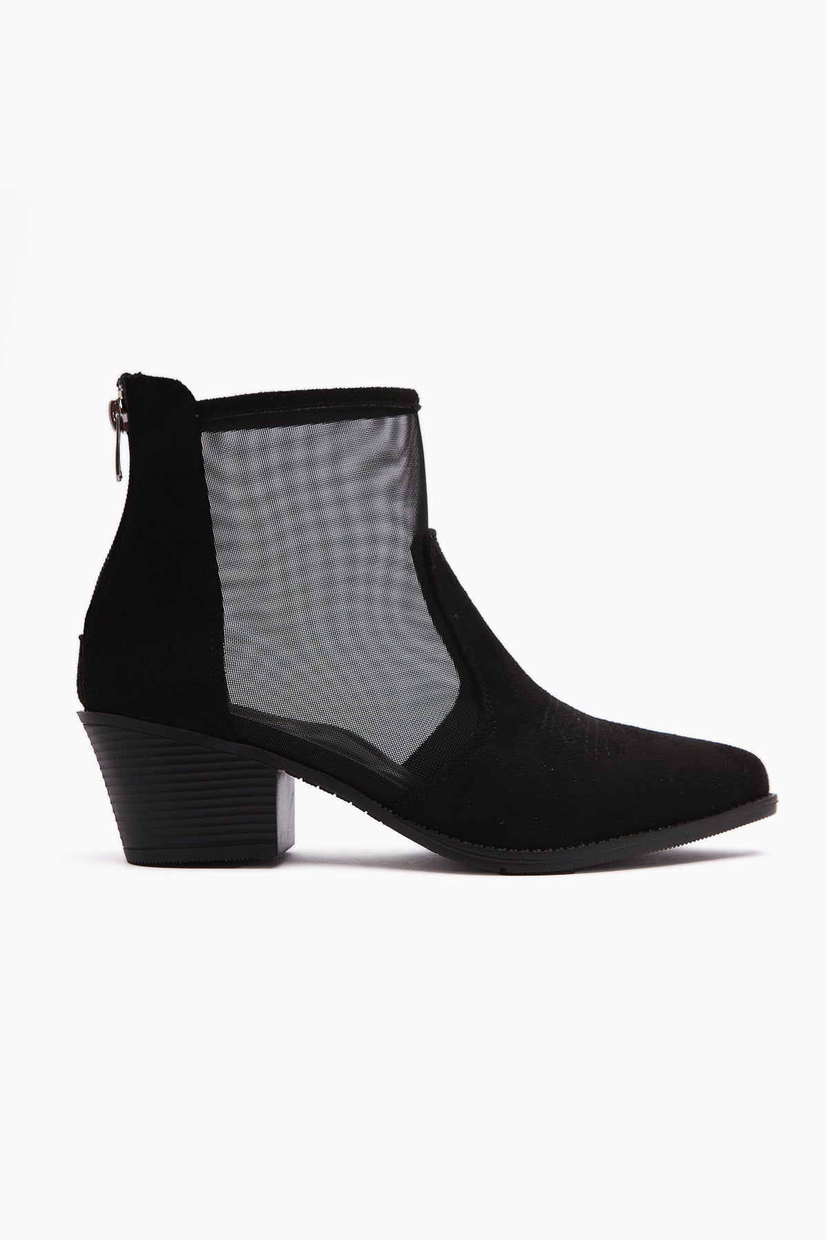 Mari Black Suede Embroidered Chunky Heel Women's Western Summer Boot