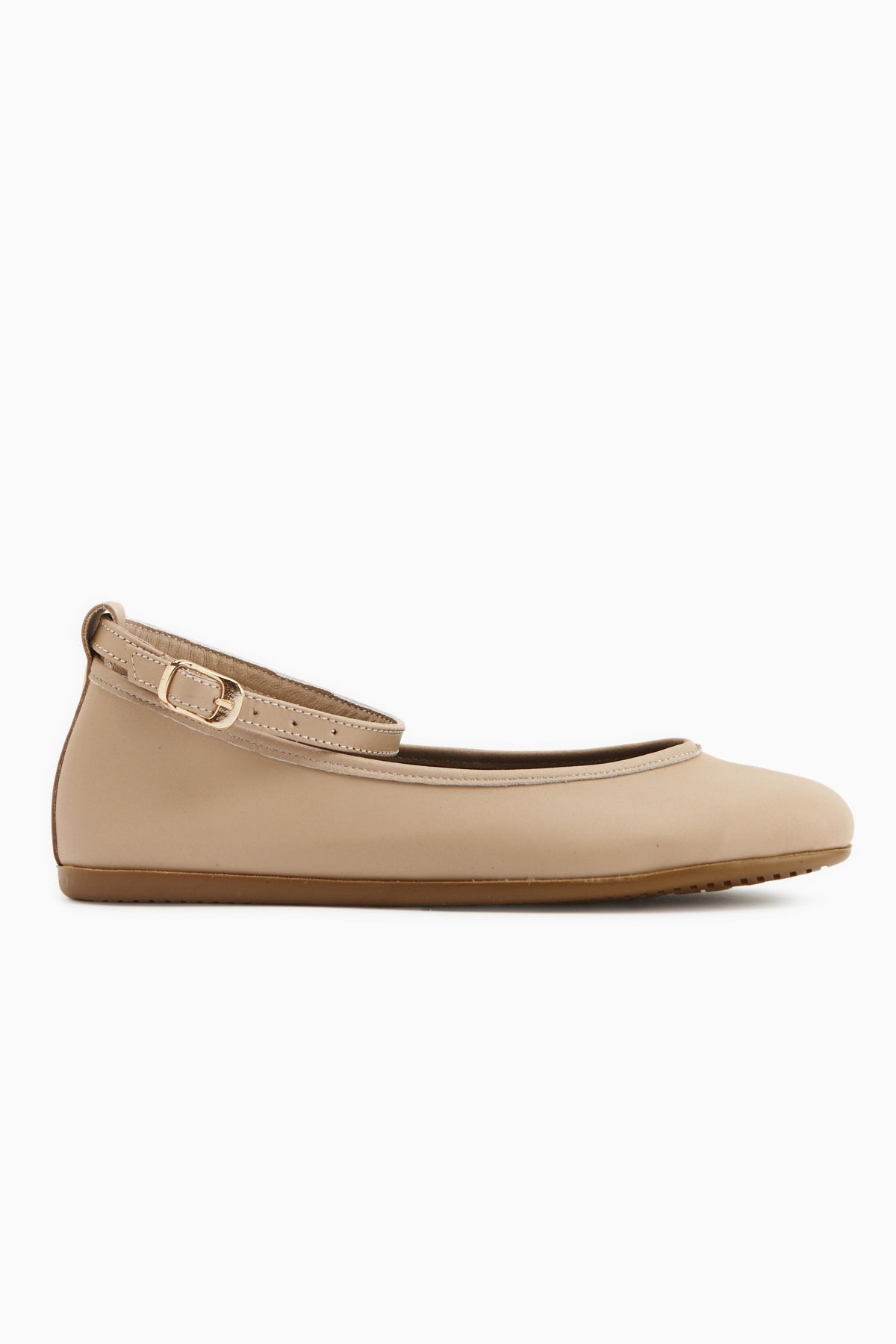 Genuine Leather Nud Belted Women’s Ballet Flats