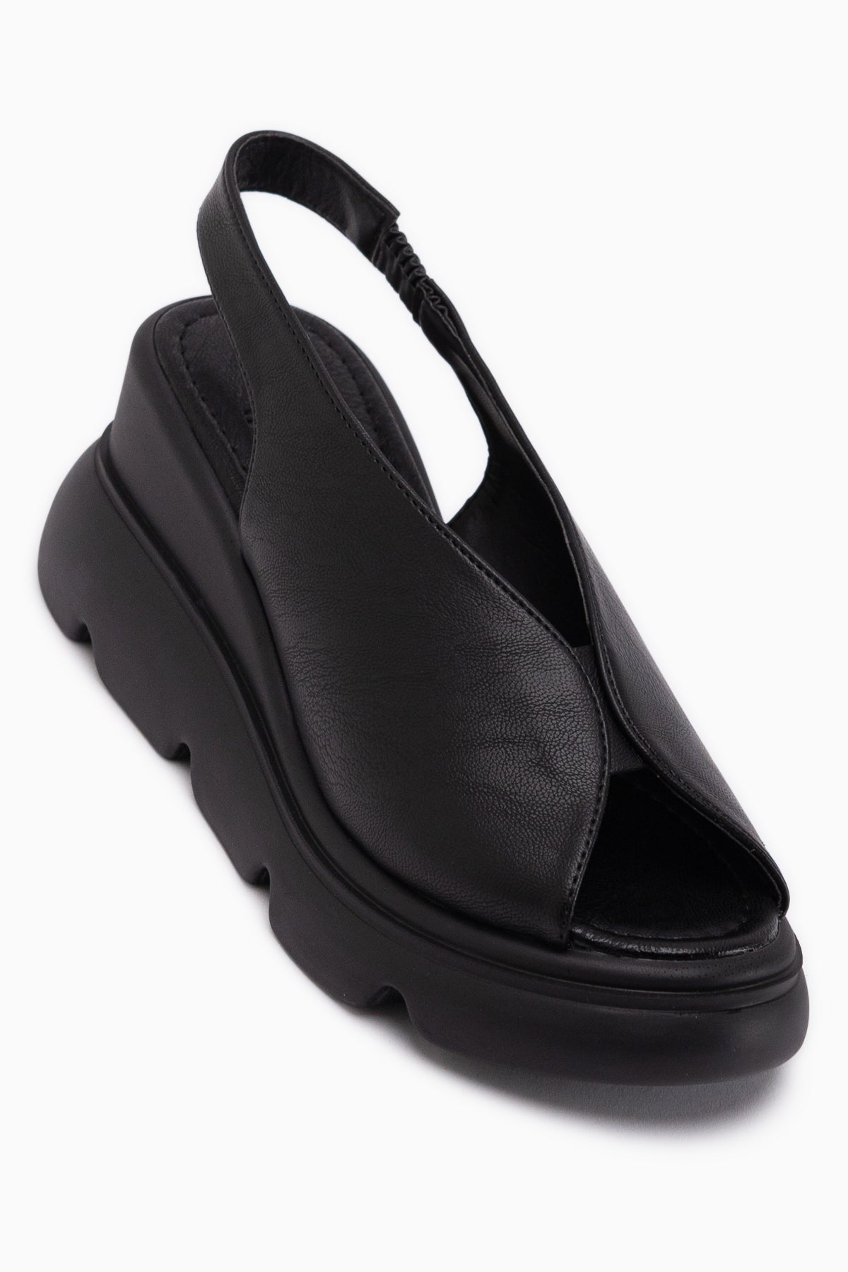 Tilda Black Elastic Platform Heeled Sandal
