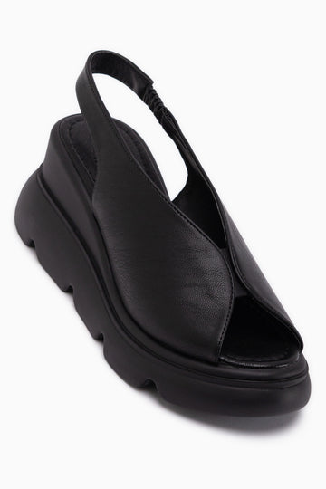 Tilda Black Elastic Platform Heeled Sandal