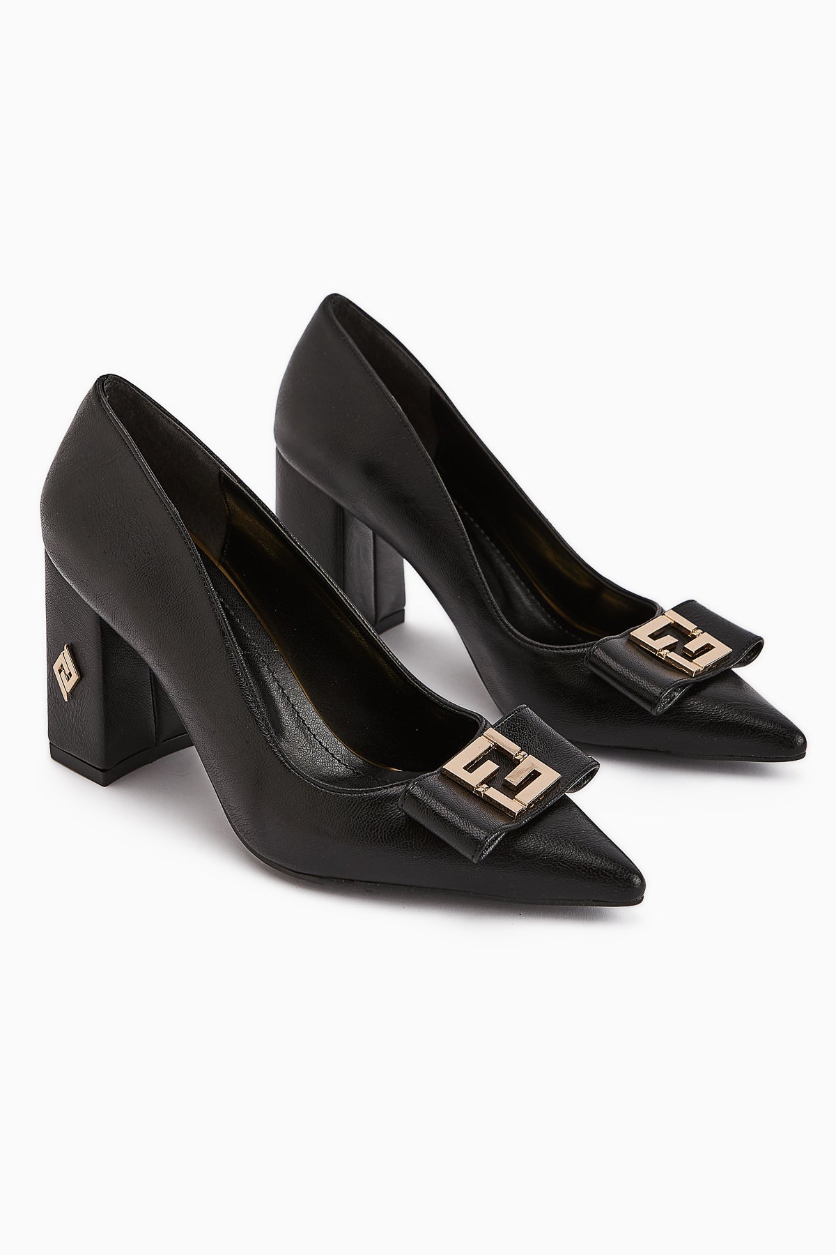 Melly – Black Buckle-Detail Block Heel Women's Shoe (Women)