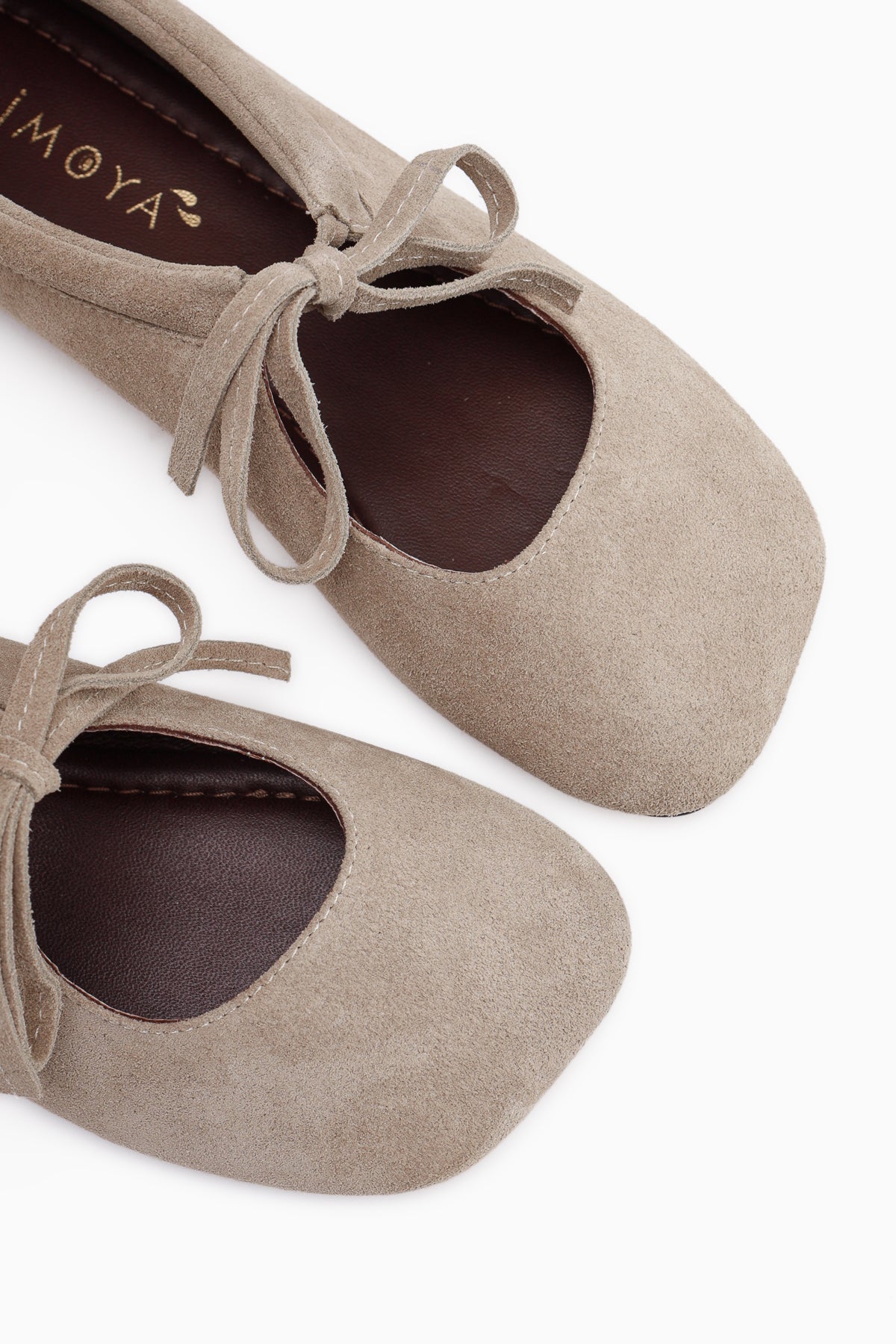 Ninva Genuine Leather Beige Bow Lace Women’s Ballet Flats
