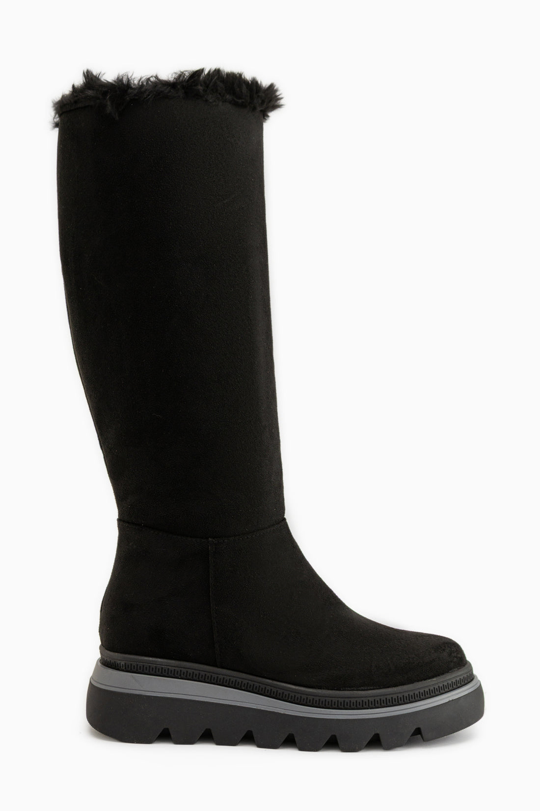 Edna Black Suede Fur Detailed Women’s Boots