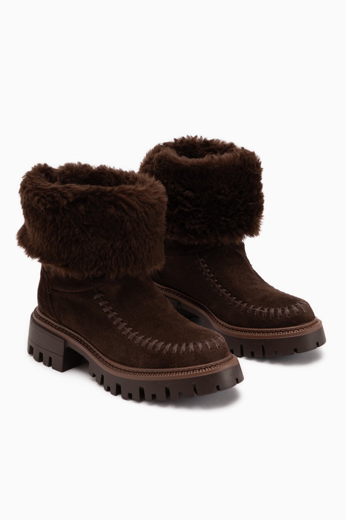 Avril Genuine Leather Brown Suede Fur Women’s Long Boots