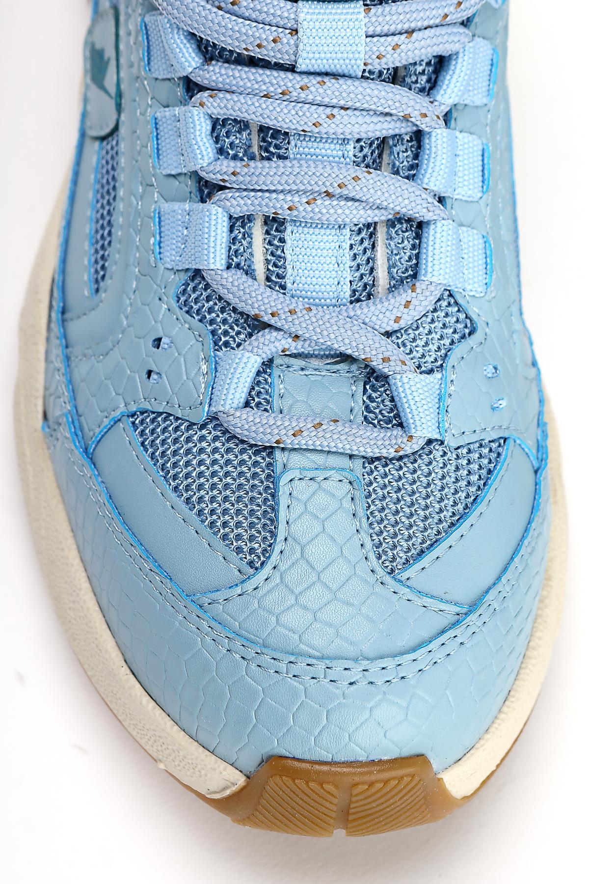 Caisa Blue Textile Detailed Lace-Up Women's Sneakers